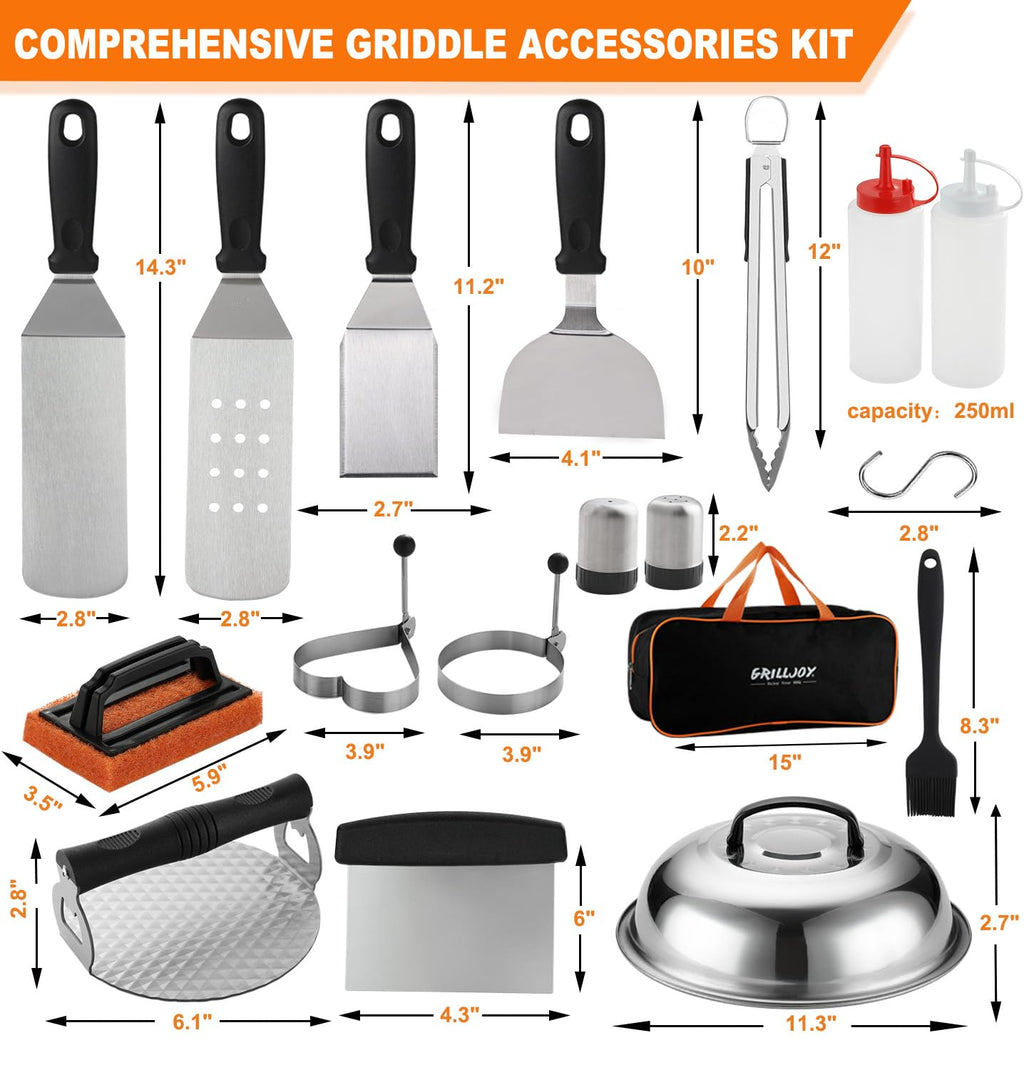 grilljoy 28-Piece Griddle Accessories Kit with Smash Burger Press