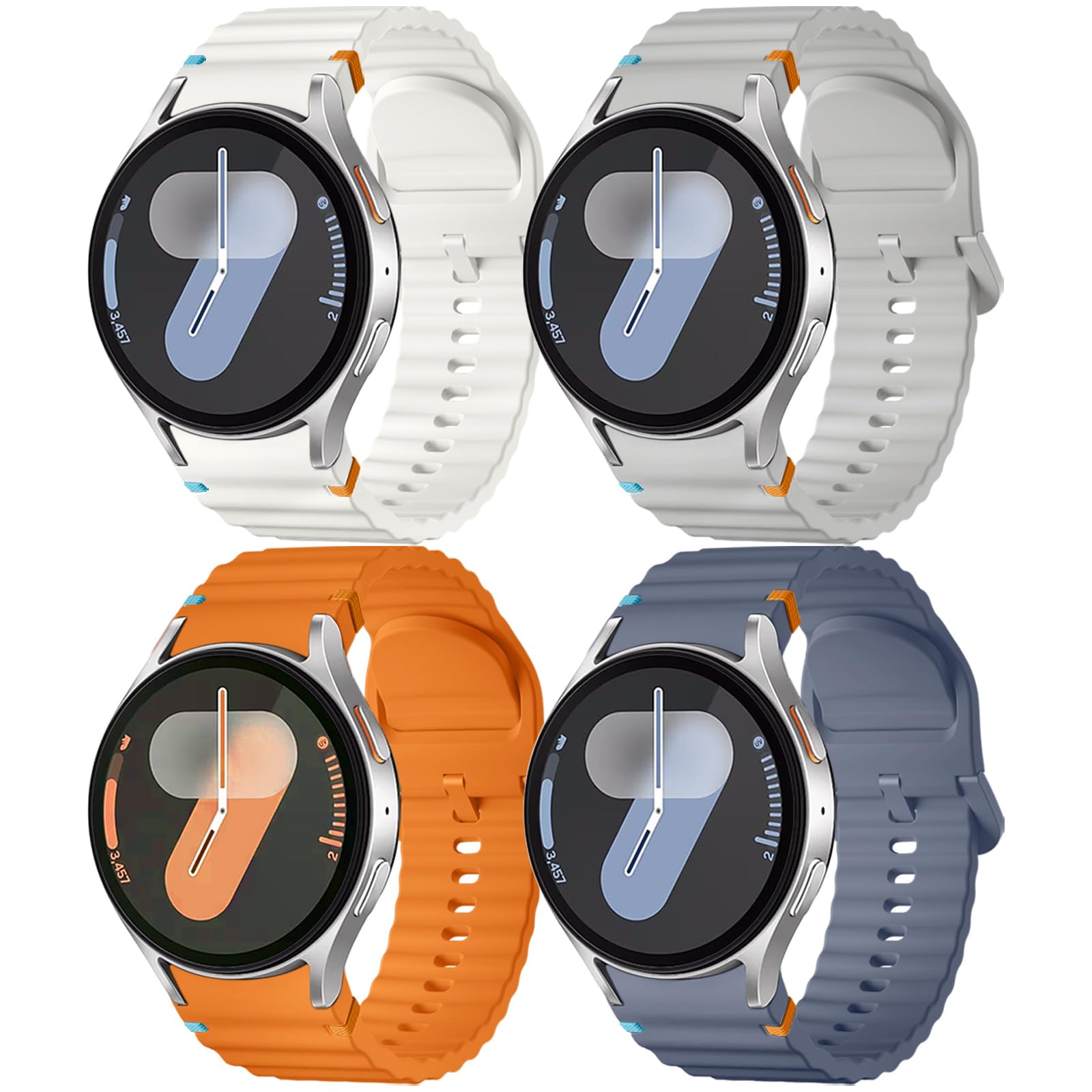 Mastten 4 Pack Sport Straps for Samsung Galaxy Watch 7/6/5/4 – Silicone