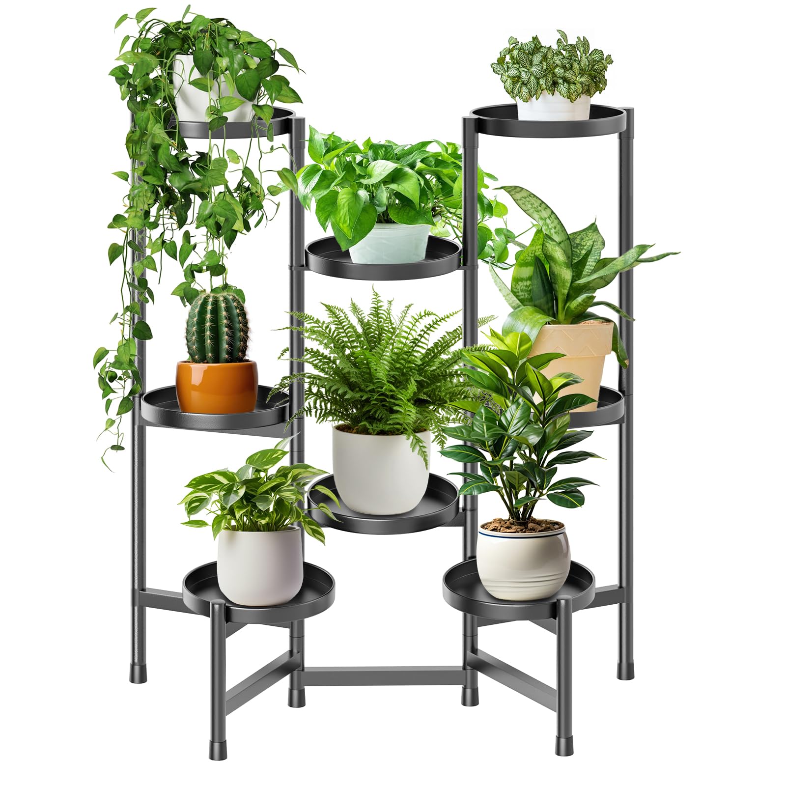 KHayRovies 8-Tier Metal Plant Stand | Adjustable Tall Corner Flower Shelf