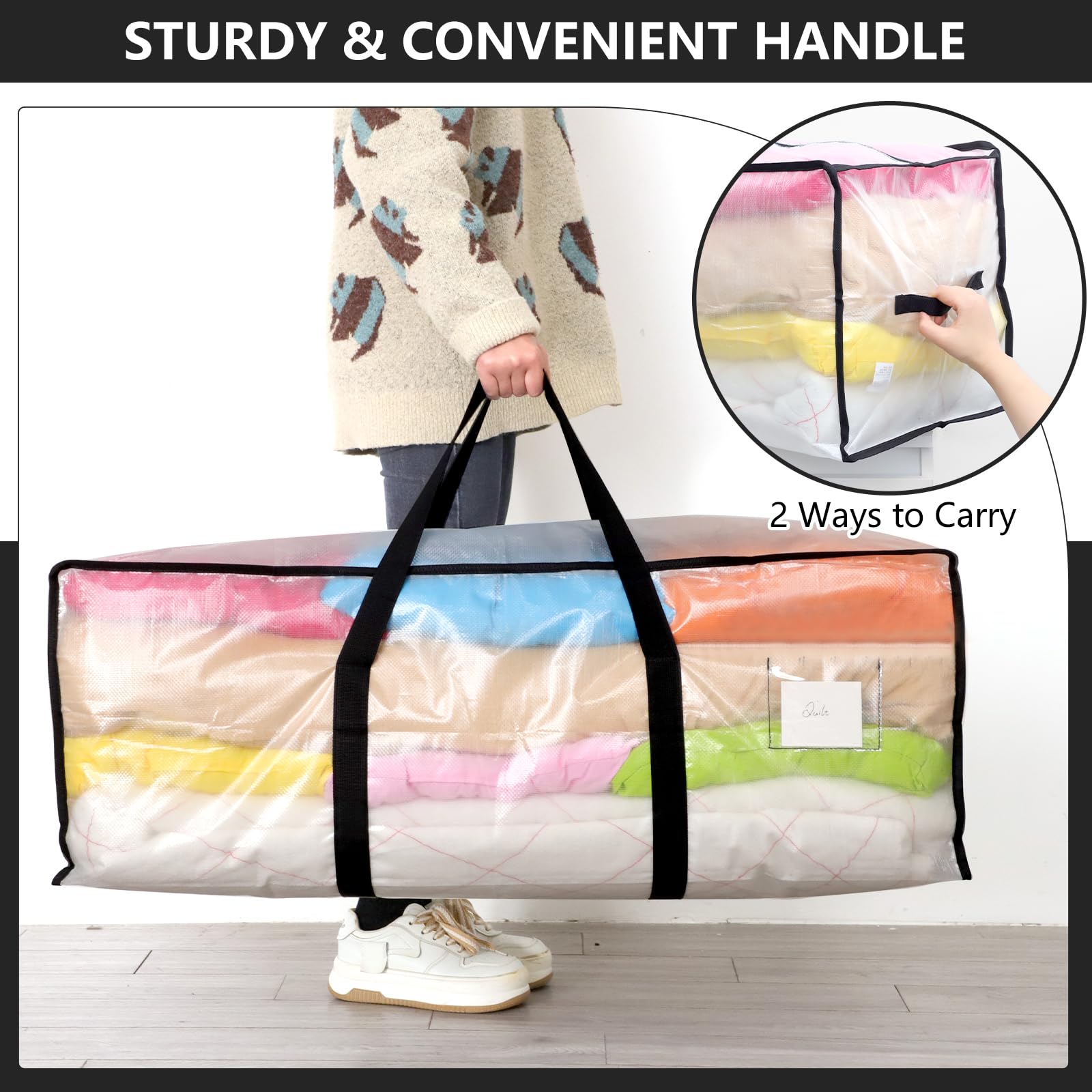 Dntorx 6-Pack 120L Heavy Duty Moving Bags | Clear Waterproof Storage Totes