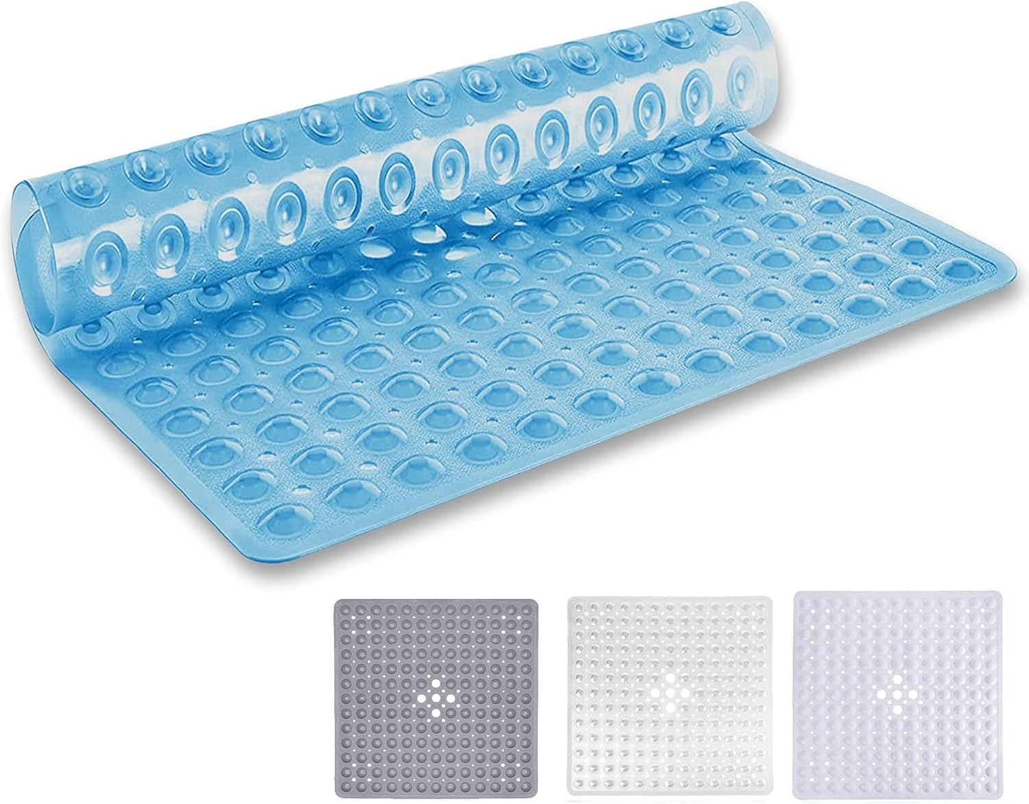 Ameha Square Non-Slip Shower Bath Mat | Anti-Mould Blue PVC - 53x53cm