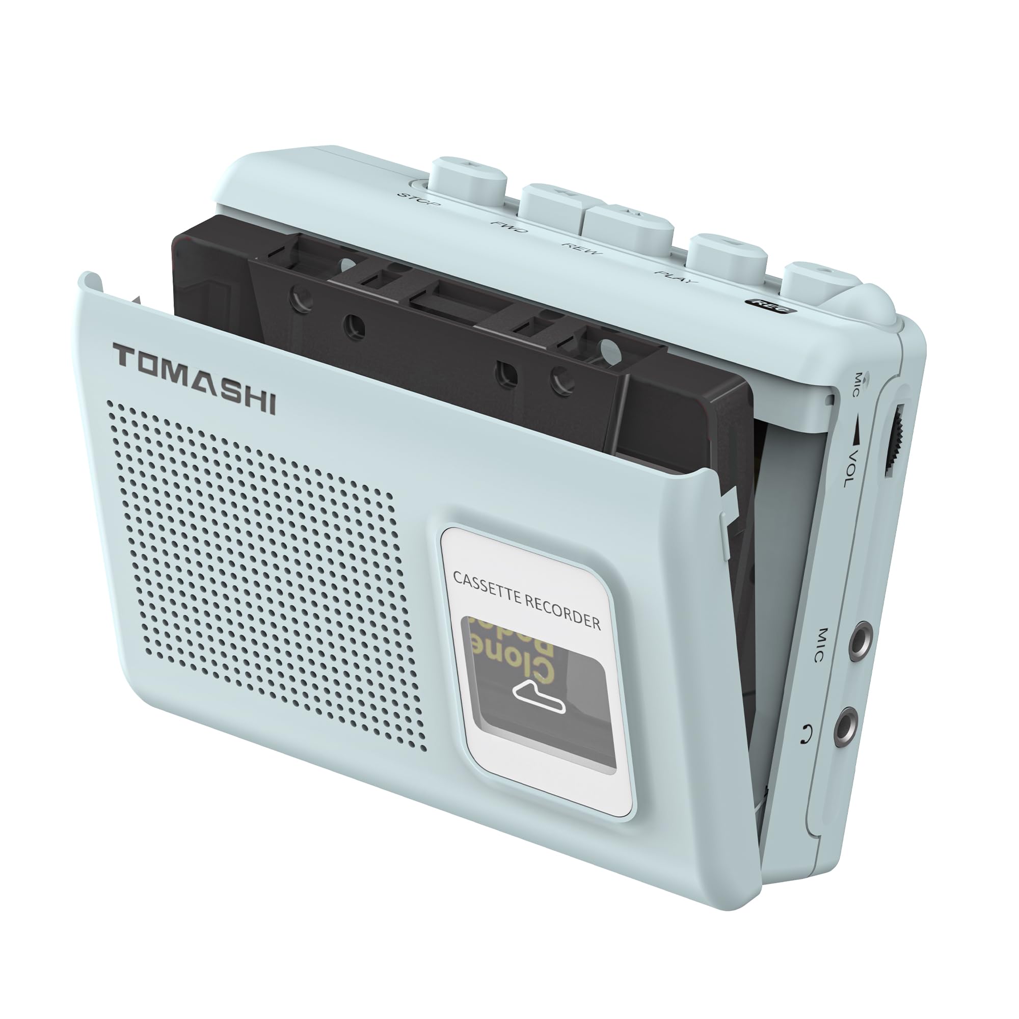 Portable Cassette Player & Tape Recorder with Speaker – Blue