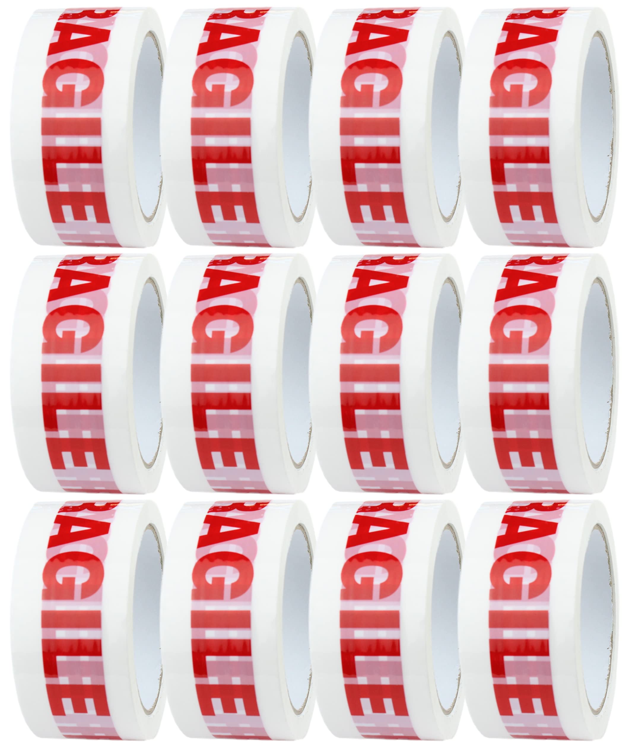 Low Noise Fragile Packing Tape – 12 Rolls, 48mm x 66m