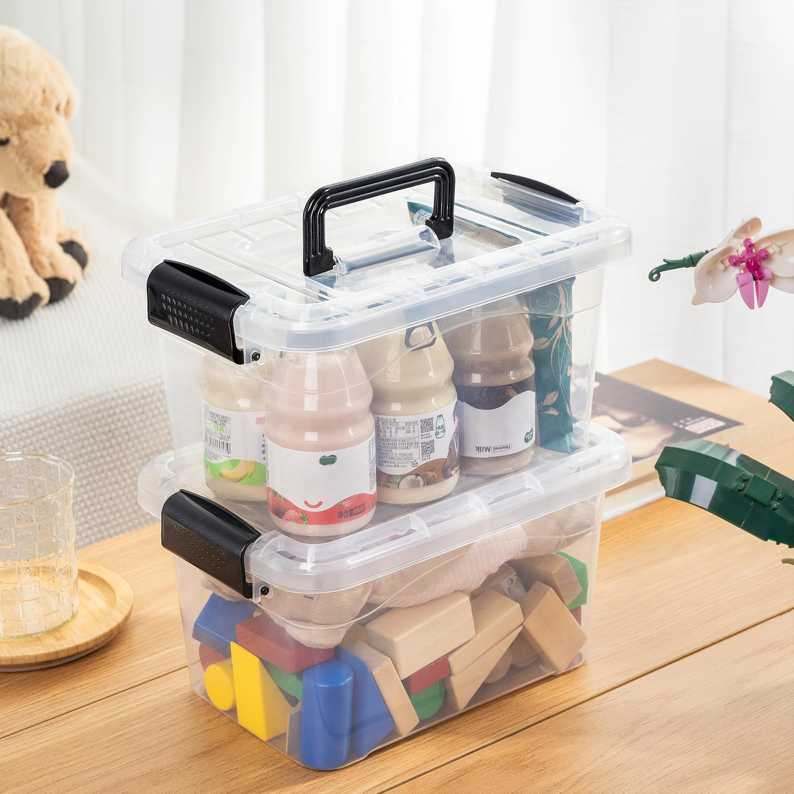 Cetomo Clear Plastic Storage Bins with Lids and Handles, 6L – 20 Pack