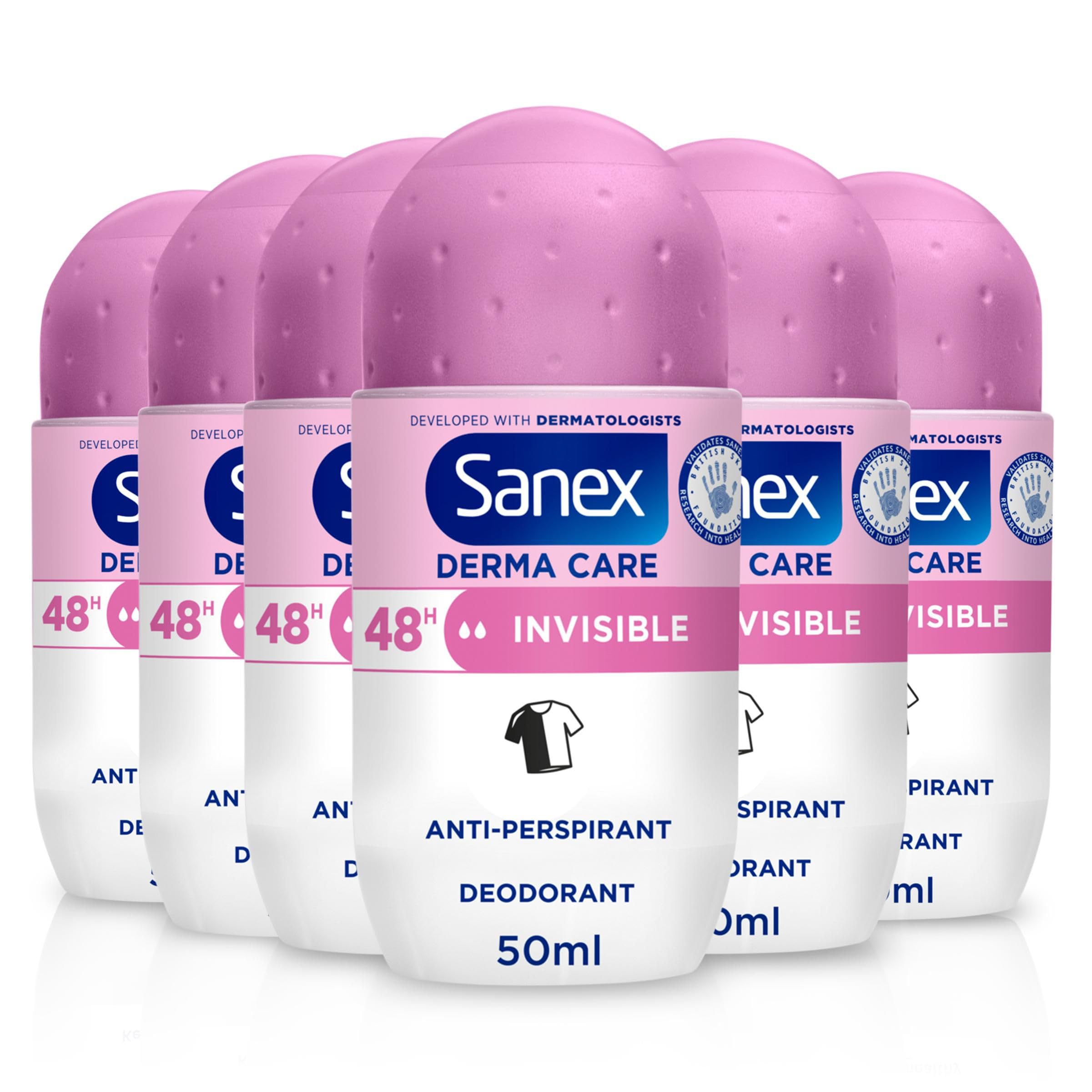 Sanex Derma Care Invisible 48H Antiperspirant Roll-On - 6 x 50ml