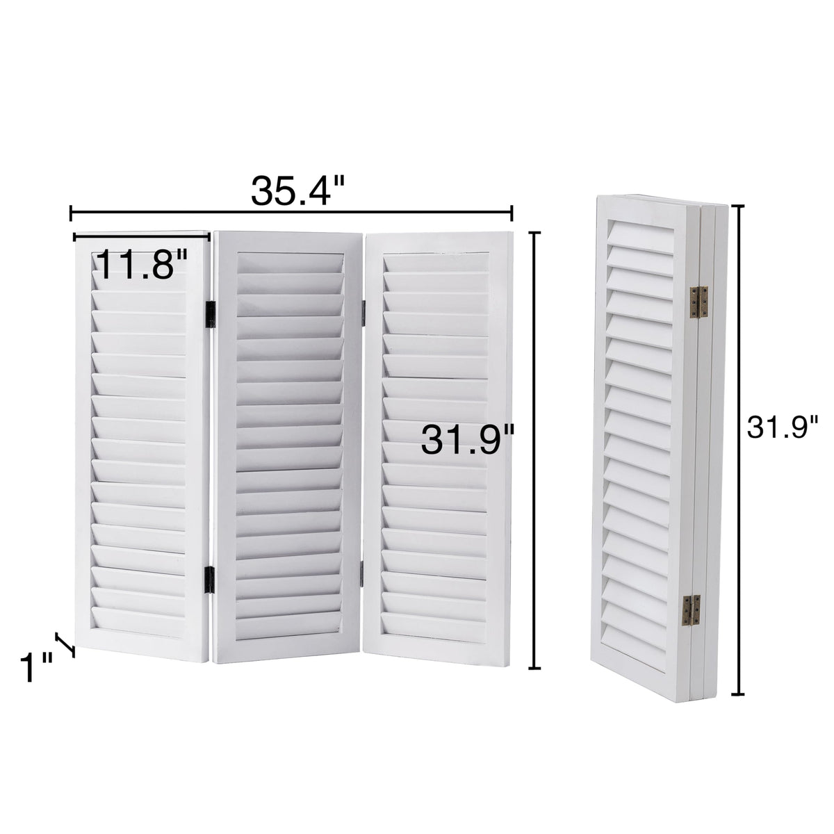Sintosin 3 Panel Short Folding Room Divider White, 81 cm Tall Room Dividers Free Standing Woood, Foldable Wall for Home Bedroom Office