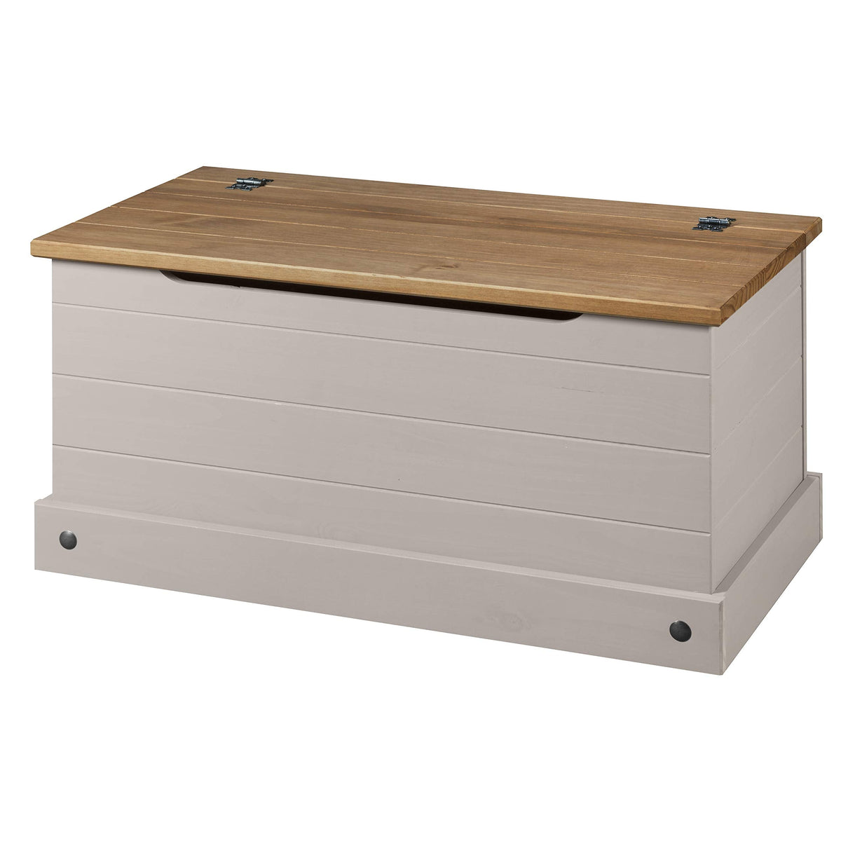 Mews Corona Grey Storage Chest Ottoman Solid Pine Wood Mexican Toy Chest Bedding Blanket Box - image 5