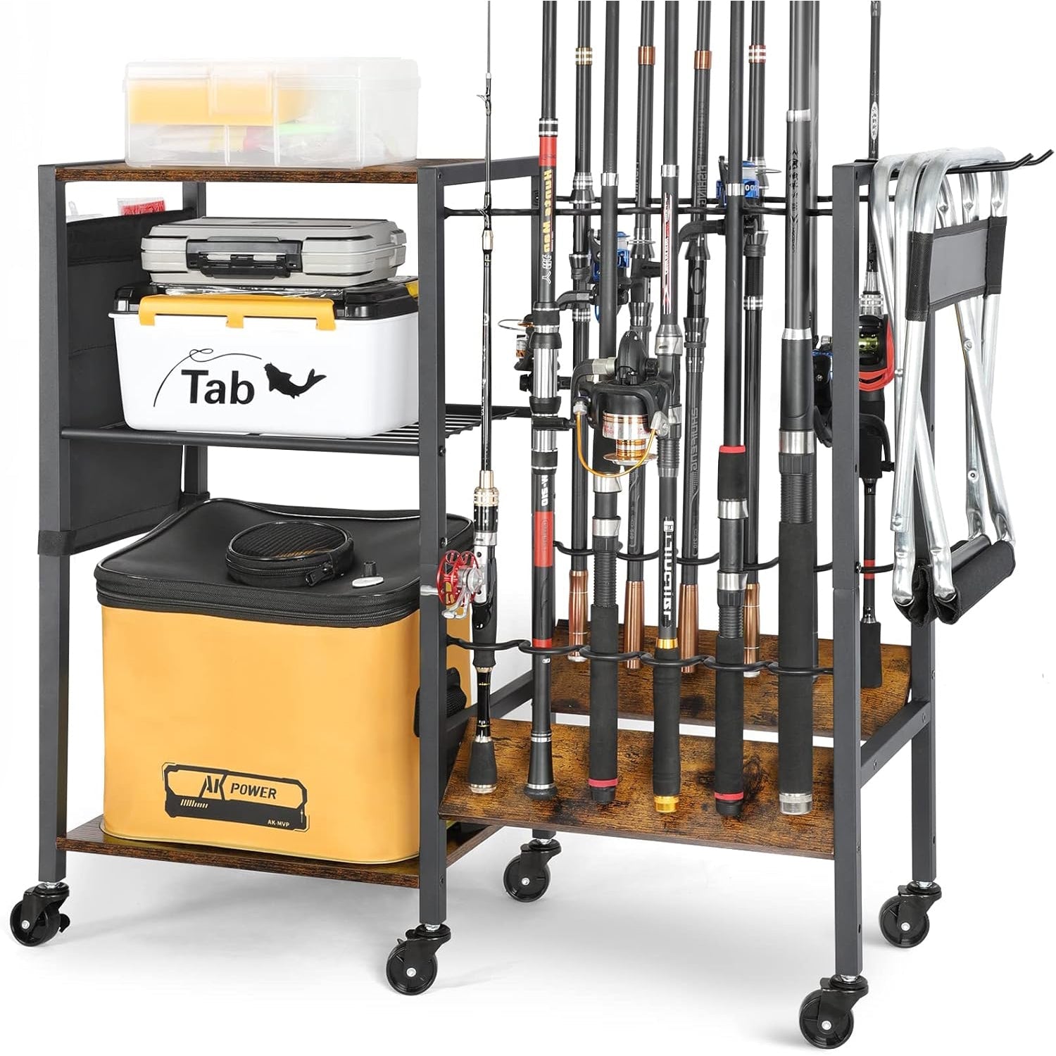 Massive Discounts Fishing Rod Holder - 12 Rod Steel Tackle Cart