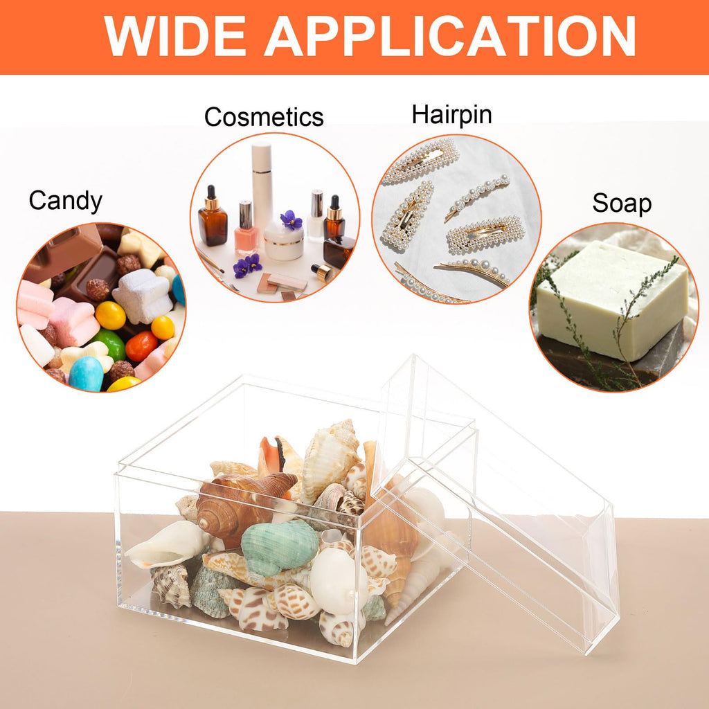 PATIKIL Acrylic Box with Lid 6.3" x 3.94" x 1.38", Clear Acrylic Display Boxes Plastic Square Cube Containers Storage Organizer for Candy Tiny - image 5