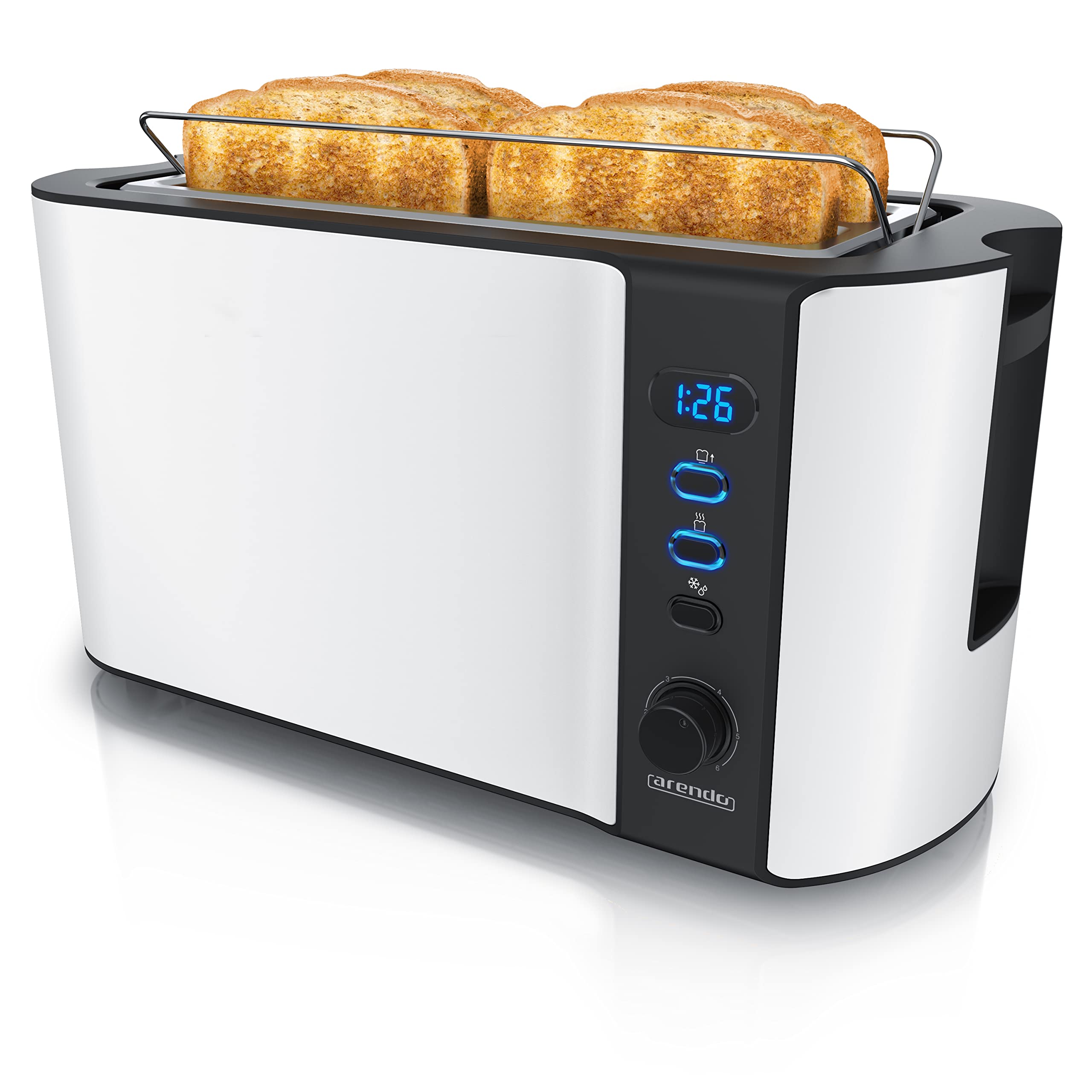Arendo Frukost 4-Slice Long Slot Toaster – Stainless Steel & Timer