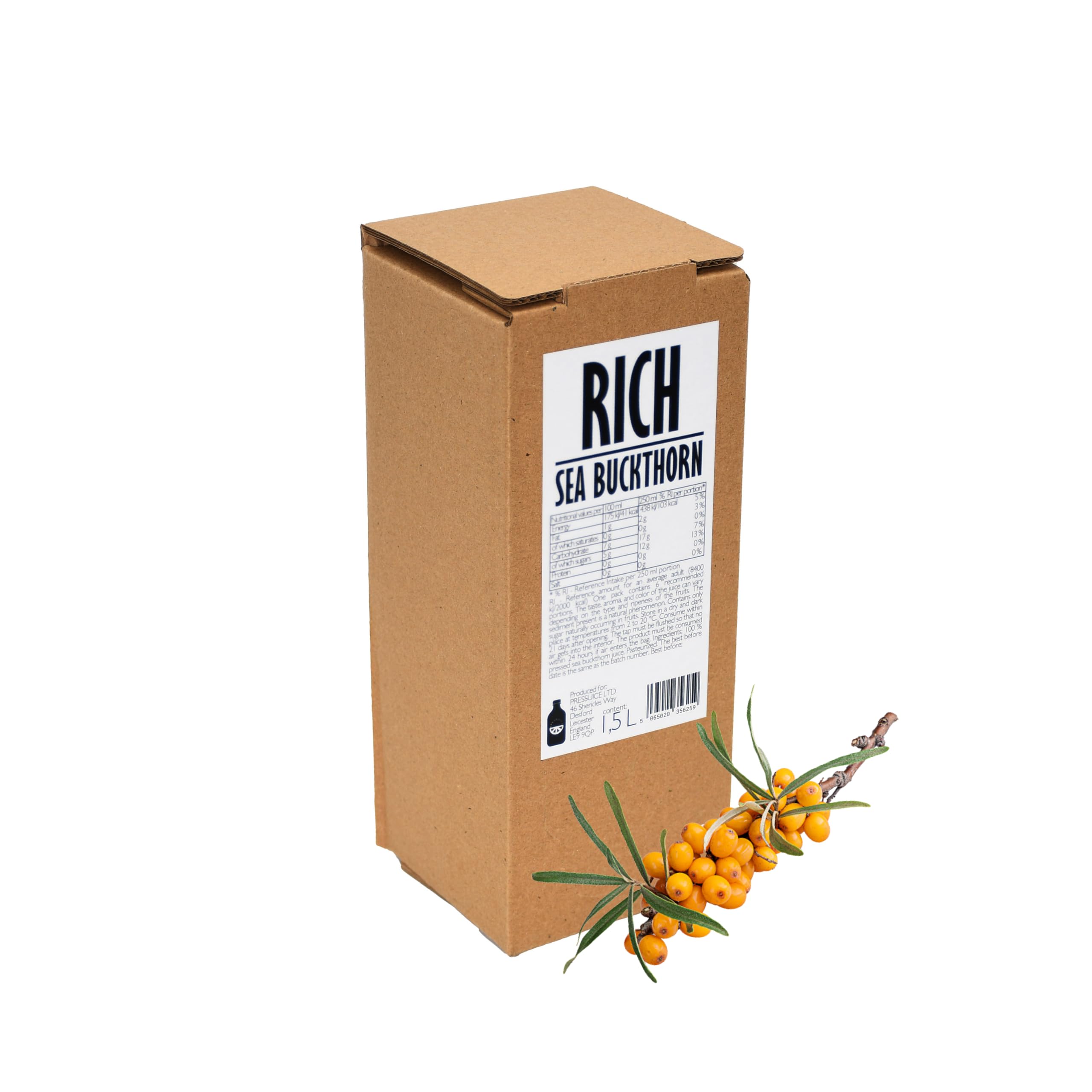 Pressuice Sea Buckthorn Juice – 1.5L NFC Pressed Drink No Added Sugar