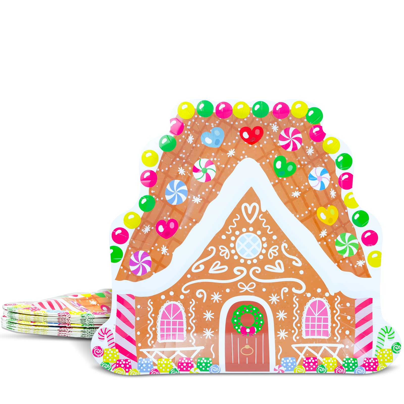 HNH Gingerbread House Christmas Paper Plates | 20ct Disposable Tableware