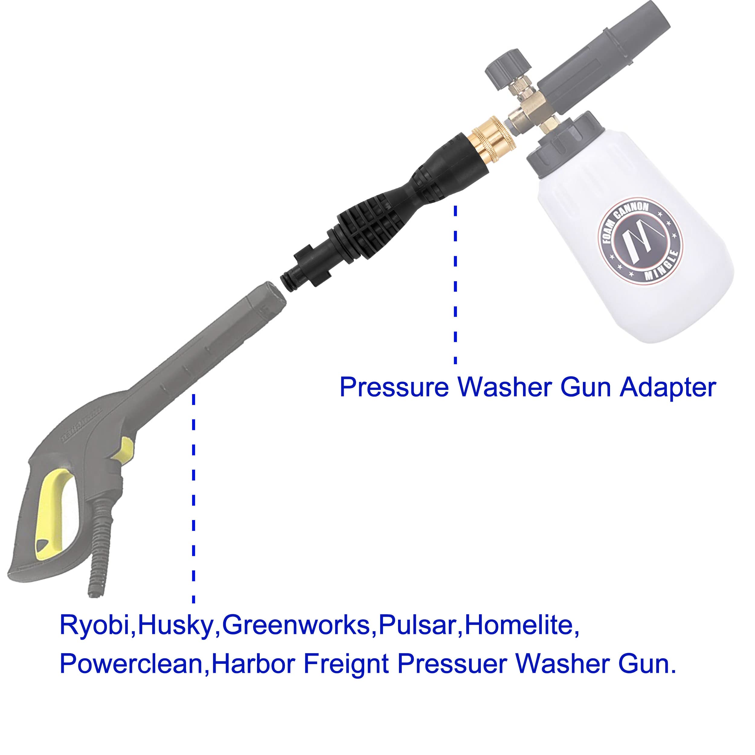 M Mingle Foam Cannon for Husky & Bosch – 1/4 Inch Quick Connect & 5 Nozzles