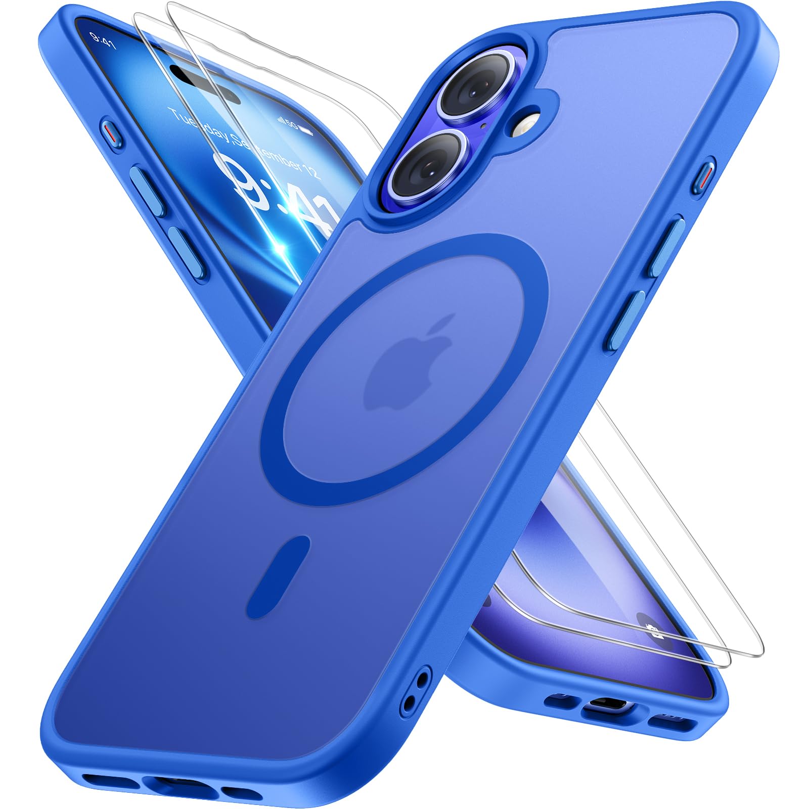 Miracase iPhone 16 Case with MagSafe and 2 Screen Protectors – Ultramarine