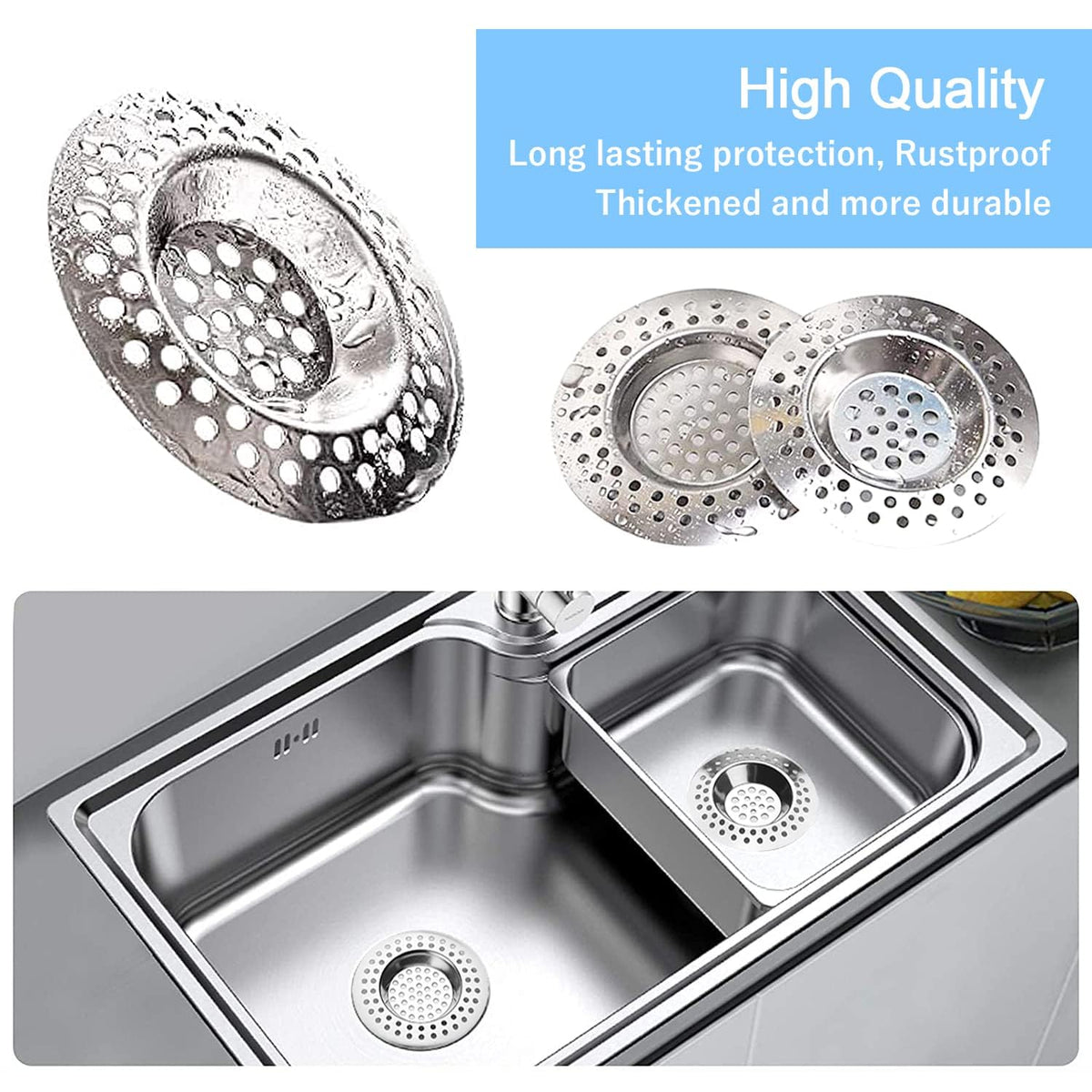 Tomario Stainless Steel Kitchen Sink Strainer Plug, Standard Strainer Drain Protector Hair/Food Catcher for Bathroom, Kitchen, Shower - image 4
