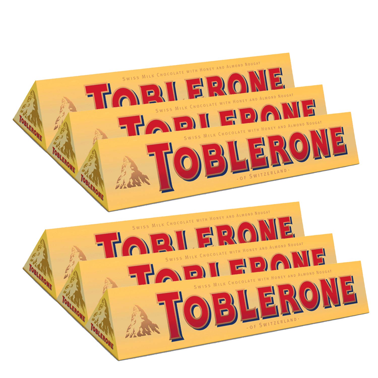 Toblerone Swiss Milk Chocolate with Honey & Almond Nougat – 6 x 100g