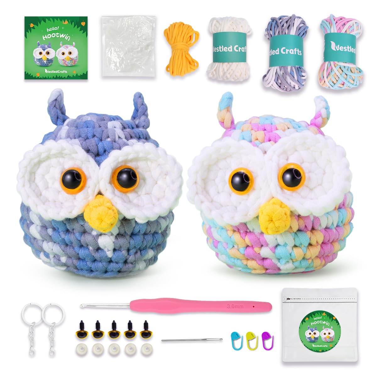 NestledCrafts Beginner Crochet Kit – Amigurumi Kit with Video Tutorials