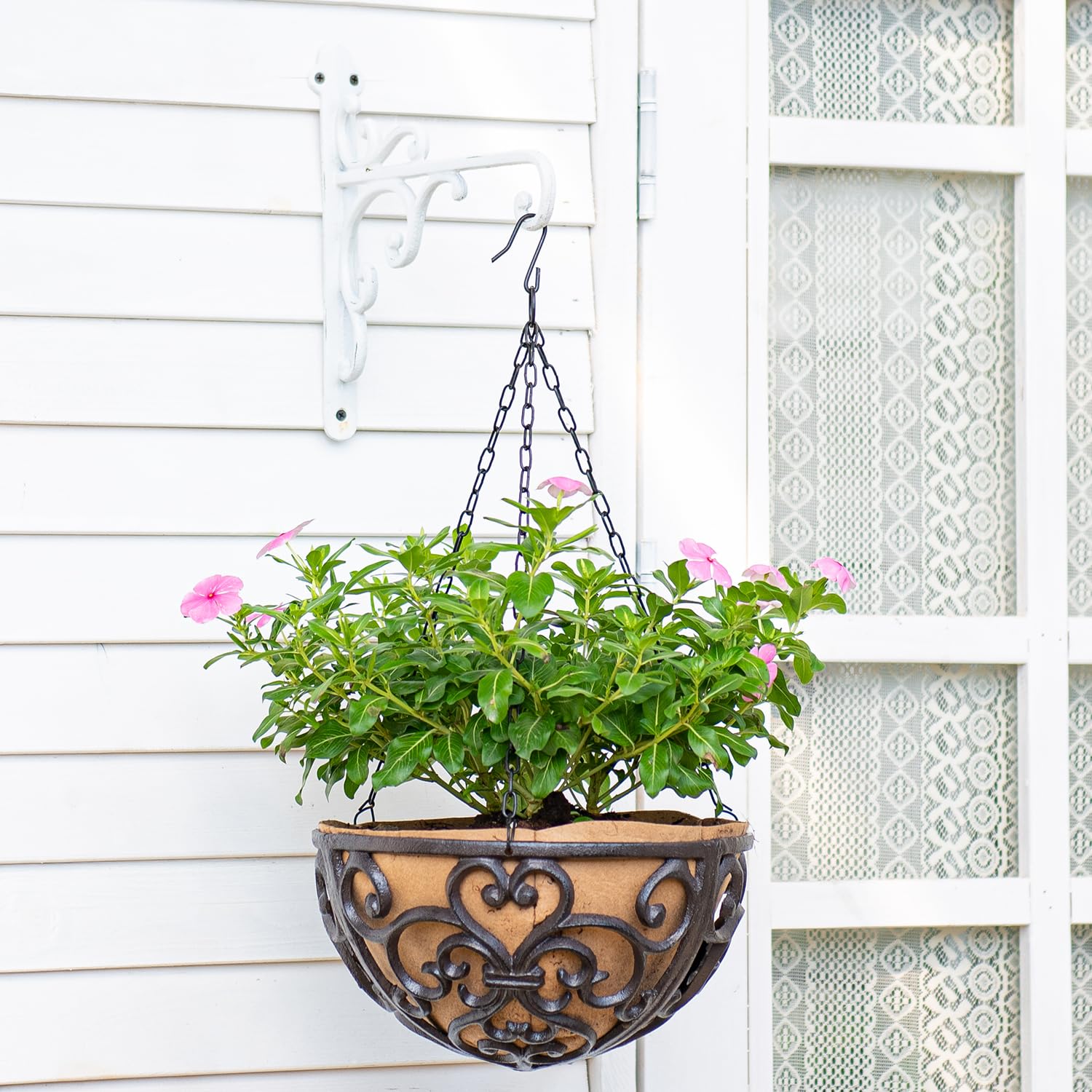 Sungmor Cast Iron Plant Hangers | Heavy Duty Vintage Wall Hooks, White, 2PC
