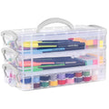 DARUITE Pencil Case with Lid, 3 Tier Plastic Pencil Box with Handle