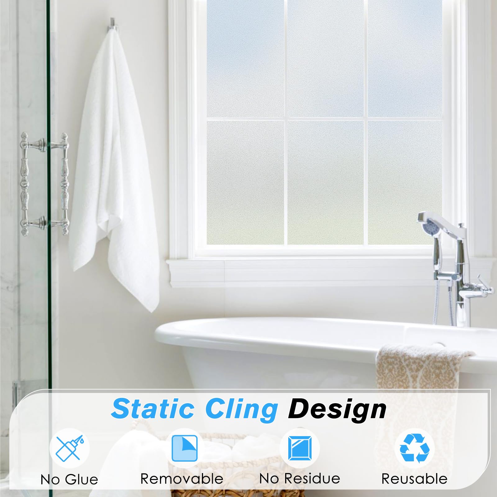 Frosted Window Privacy Film – Static Cling UV Blocking 90x300cm