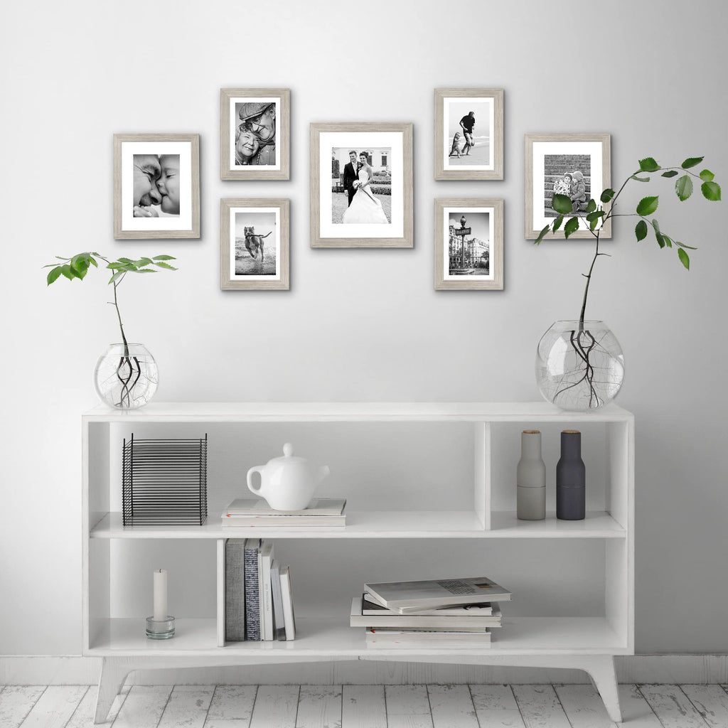 Americanflat 7 Piece Gallery Wall Frame Set | Driftwood Woodgrain Collage