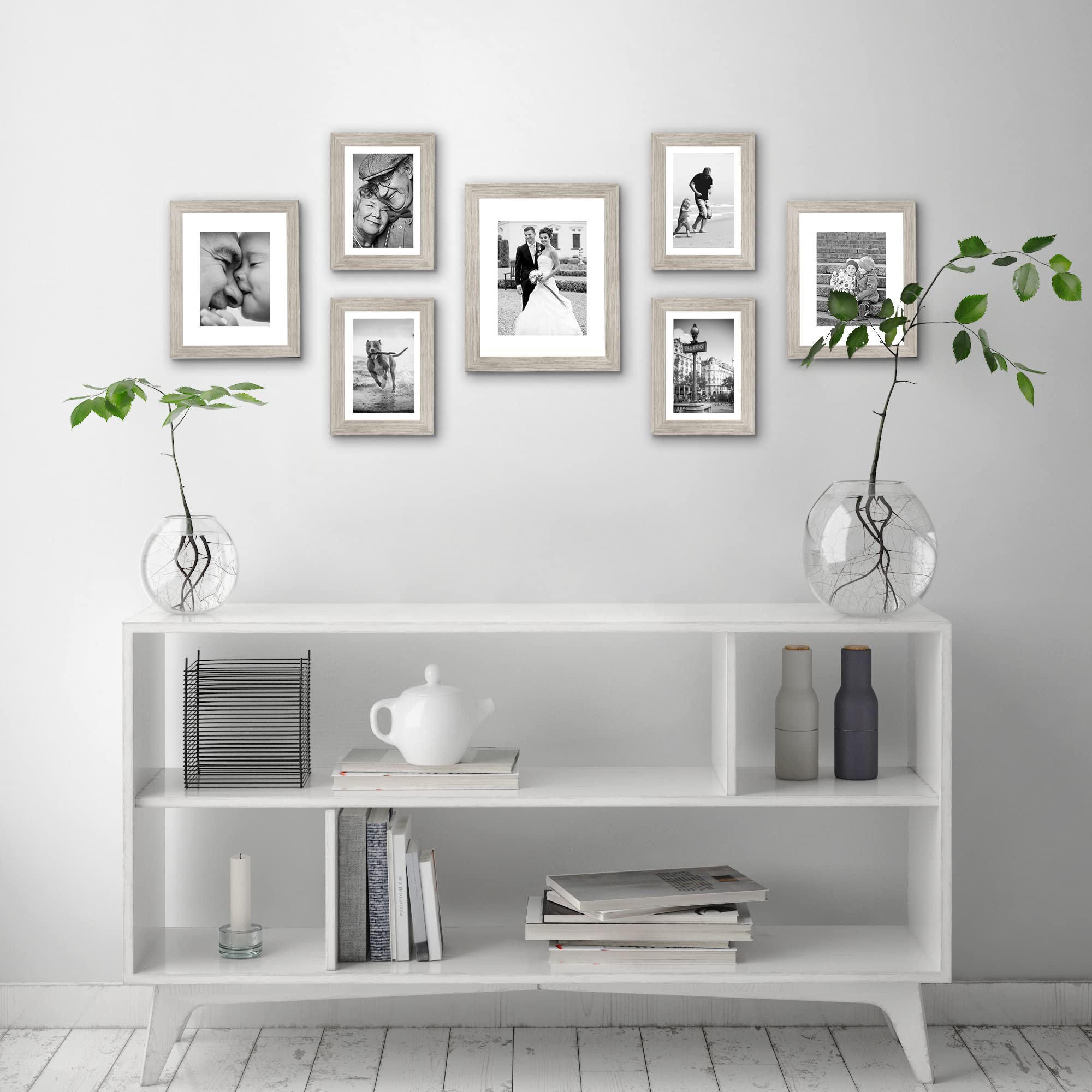 Americanflat 7 Piece Gallery Wall Frame Set | Driftwood Woodgrain Collage