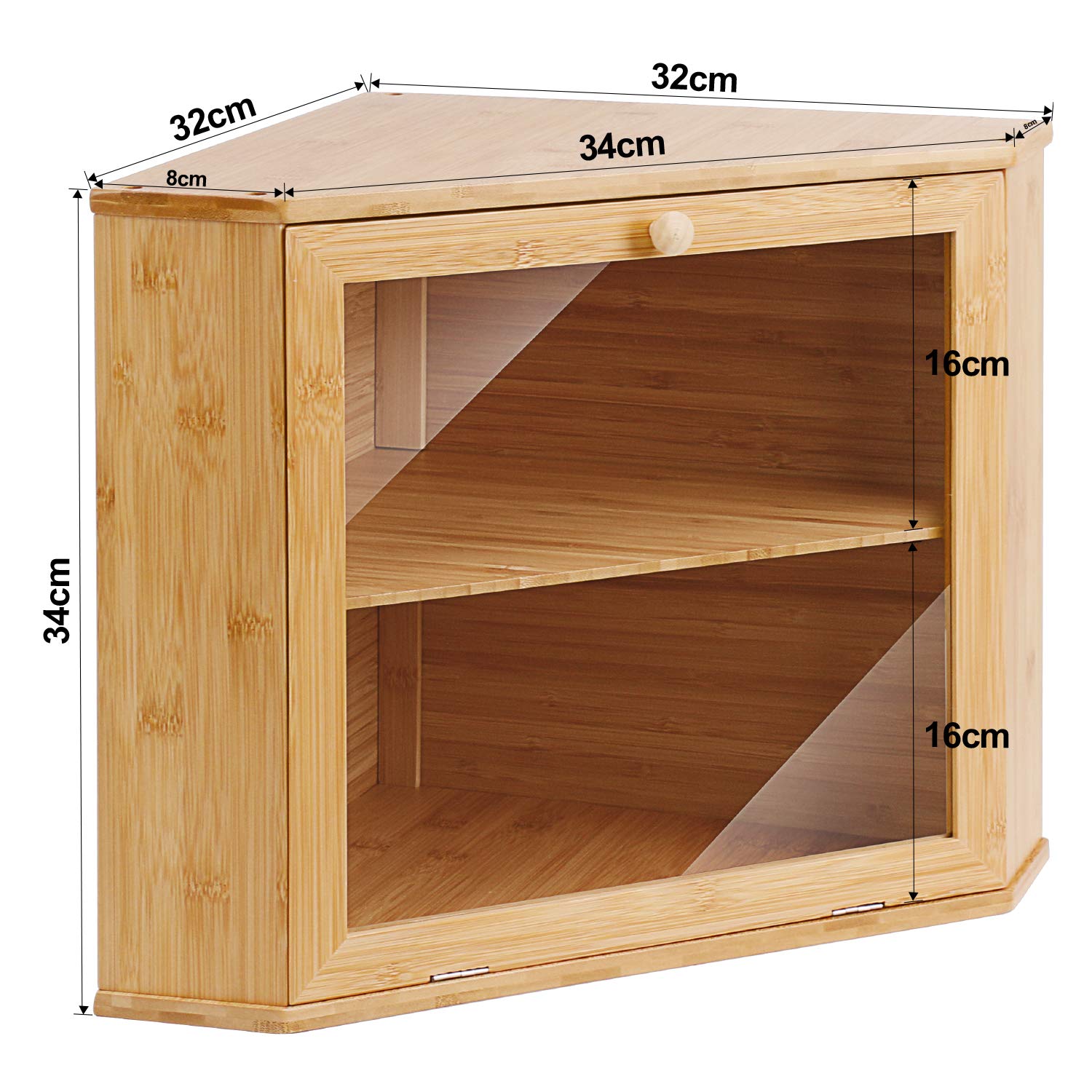 Leader Accessories Corner Bread Bin – 2-Layer Bamboo Bread Box for Kitchen