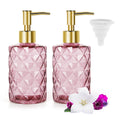 Jolof Store Glass Soap Dispenser 2-Pack – Diamond Cut with Gold Pump