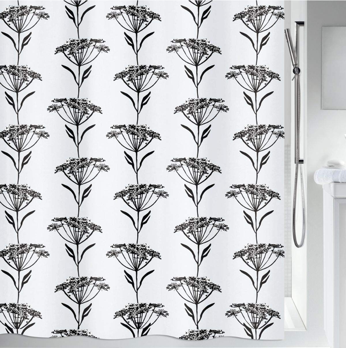 Spirella Naturesign Textile Shower Curtain | 100% Polyester | Black