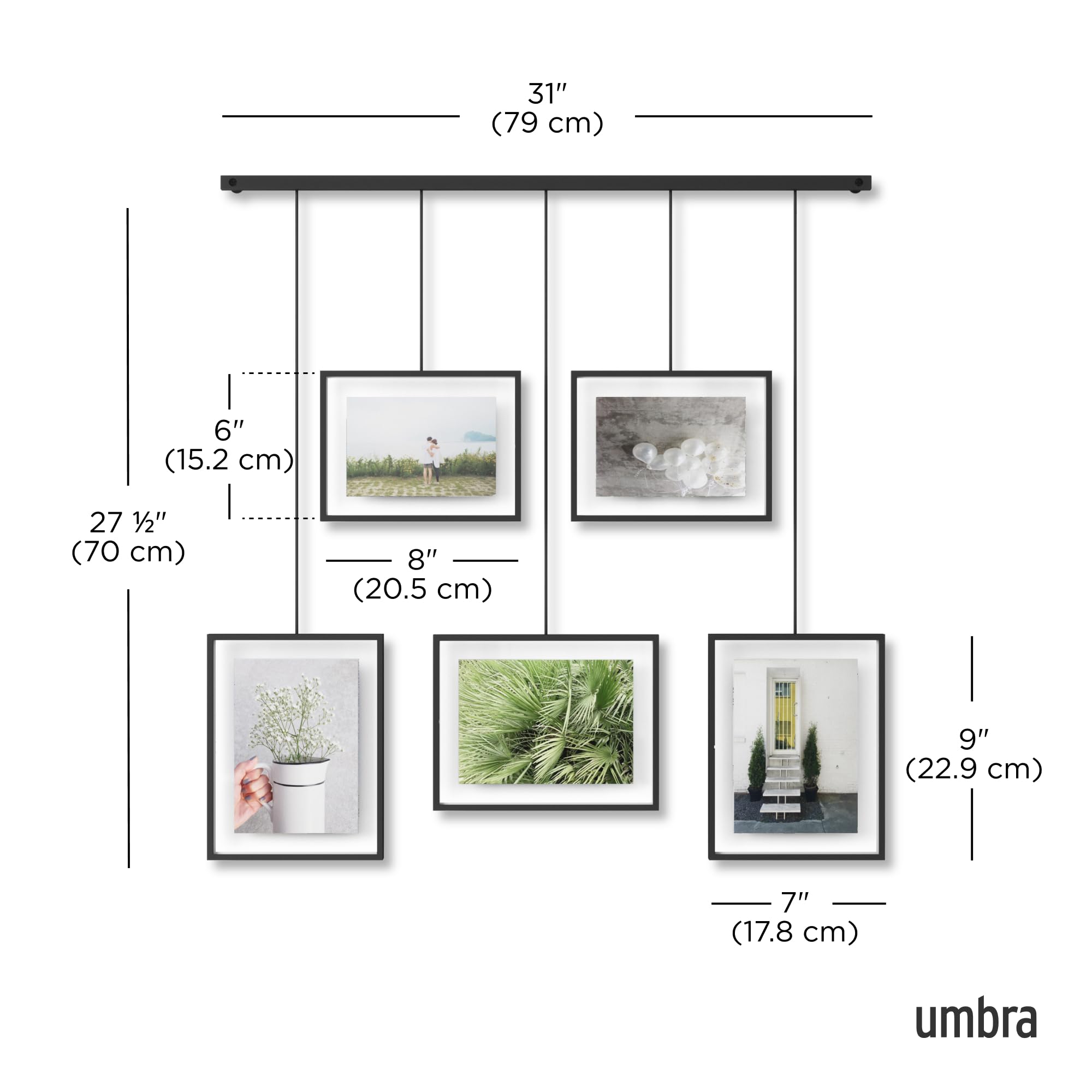 Umbra Exhibit 5-Piece Hanging Picture Frame Gallery Set | Black