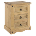 Home Source Corona 3 Drawer Bedside Nightstand - Distressed Waxed Pine