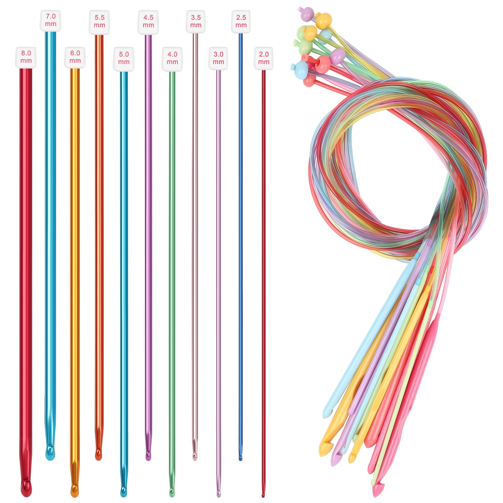 Reessy 23-Piece Tunisian Crochet Hooks Set – Aluminum & Plastic Cable Kit