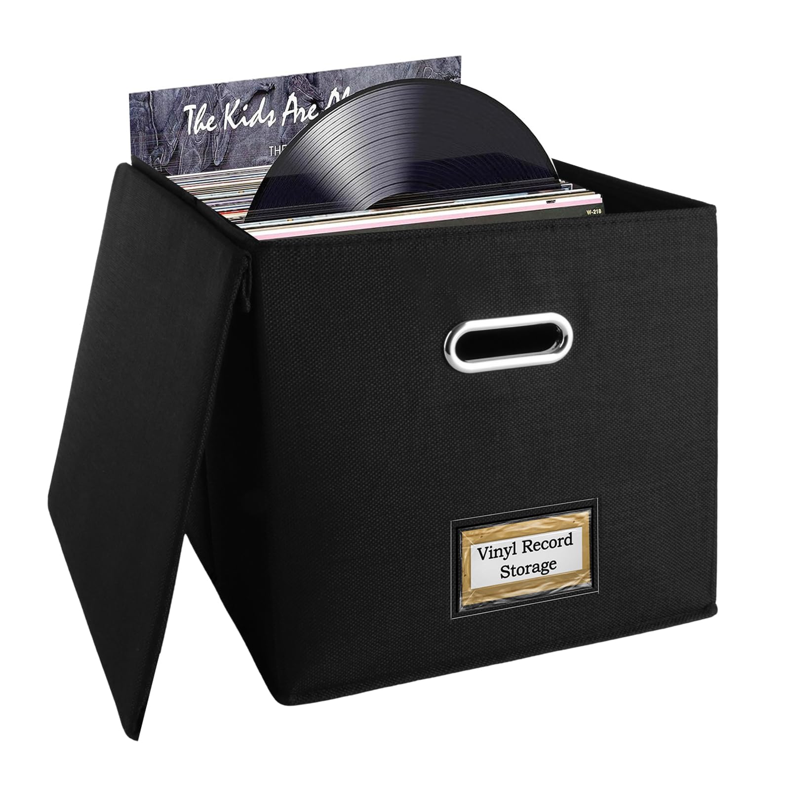 ASelected Vinyl Record Storage Box - Holds 90 Albums & CDs - 33x33x33cm