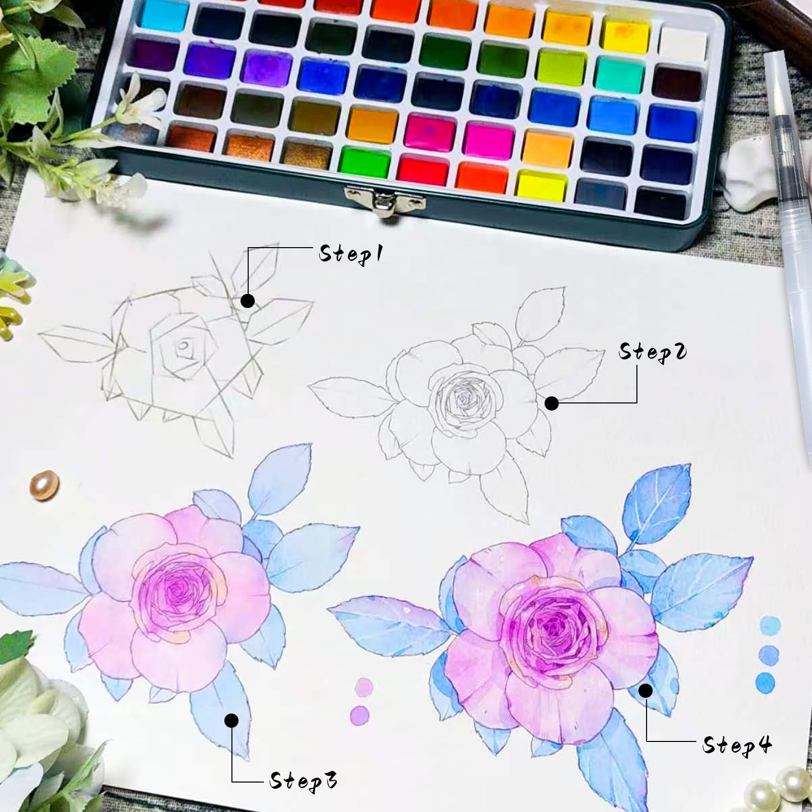 Artecho 168 Color Watercolor Paint Set | Portable Travel Art Kit with Case