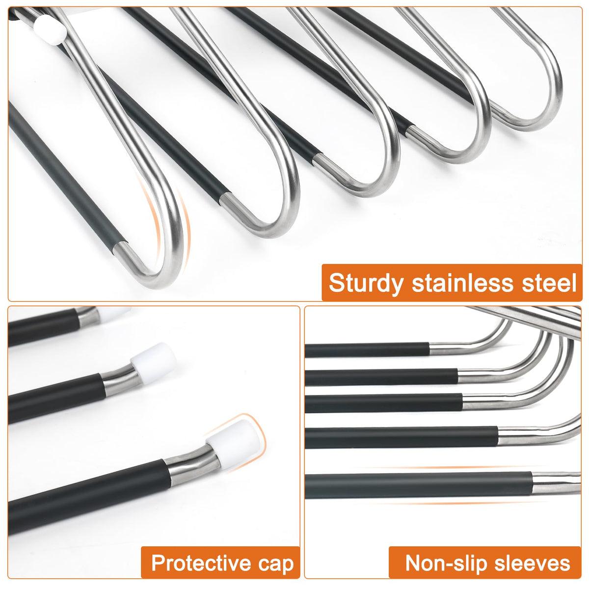2 Pack Trouser Hangers Space Saving, 5-in-1 Trousers Hangers Non-Slip Clothes Hangers for Wardrobe - image 4