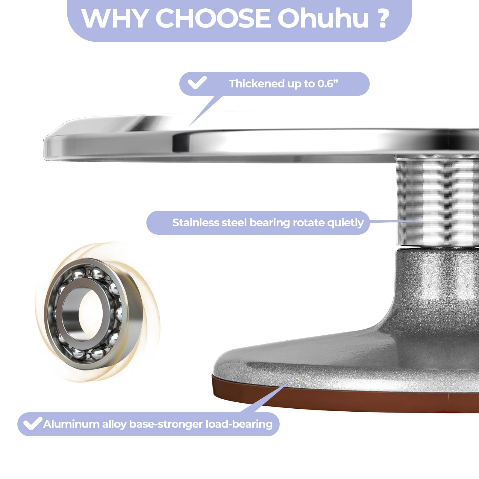 Ohuhu 12 Inch Cake Decorating Turntable – Aluminum Alloy Rotating Stand