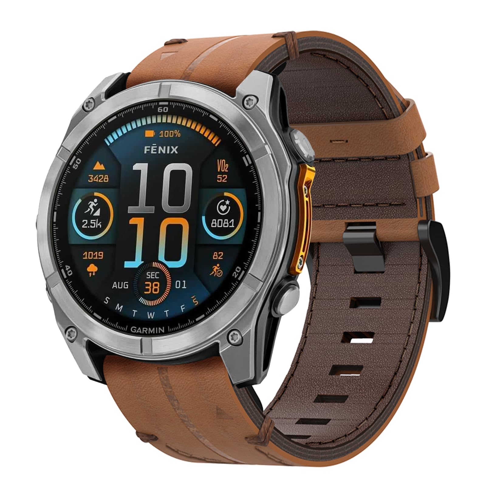 22mm Genuine Leather QuickFit Strap for Garmin Fenix 7/8