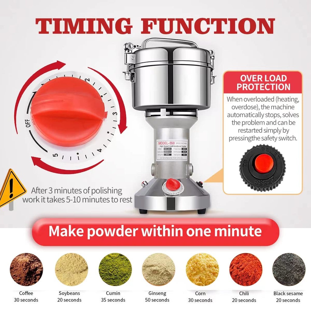LEJIEYIN Electric Grain Mill Grinder | 550g High Speed Stainless Steel Mill