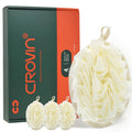 Crovin Exfoliating Mesh Shower Pouf - 4 Pack Large Loofah with Hand Strap