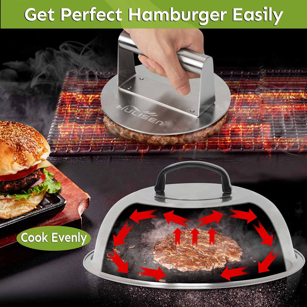 HULISEN Smashed Burger Kit | 6-Piece Stainless Steel Griddle Accessories