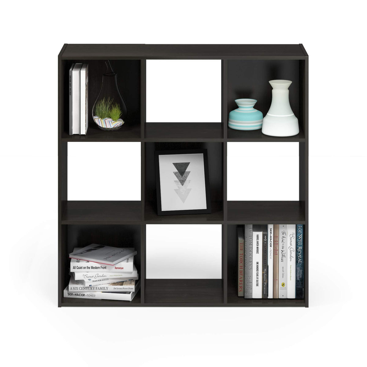 Furinno Pelli Cubic Storage Cabinet, 3x3, Espresso