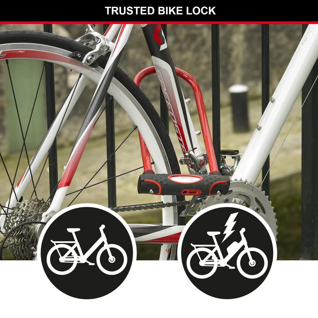 Master Lock Heavy Duty D-Lock – Sold Secure Gold Steel Bike U-Lock, Red