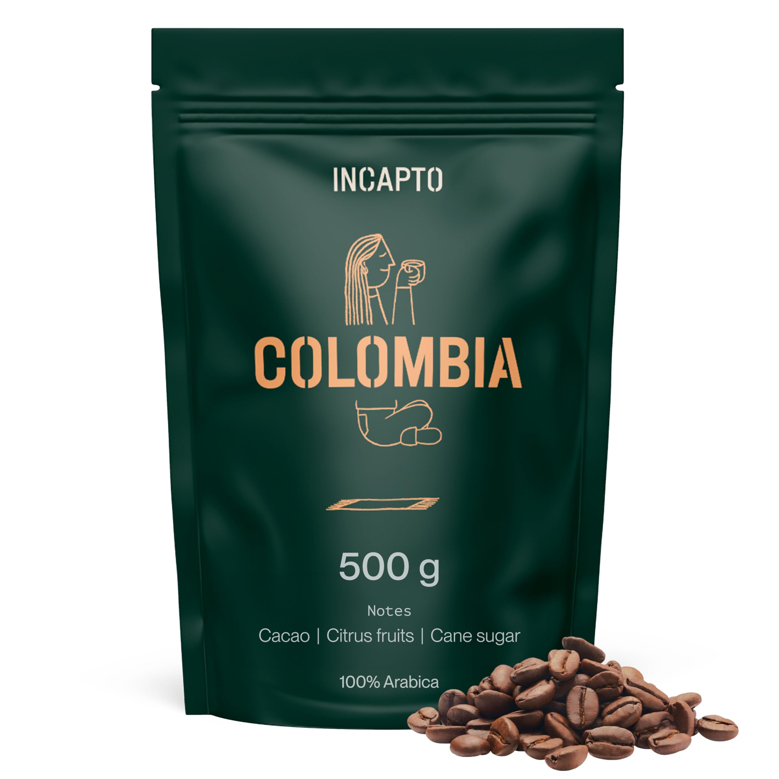 Incapto Colombia Specialty Whole Bean Coffee - 100% Arabica 500g