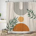 ASDCXZ Boho Shower Curtain | Abstract Green Leaves & Sun | 180x180cm