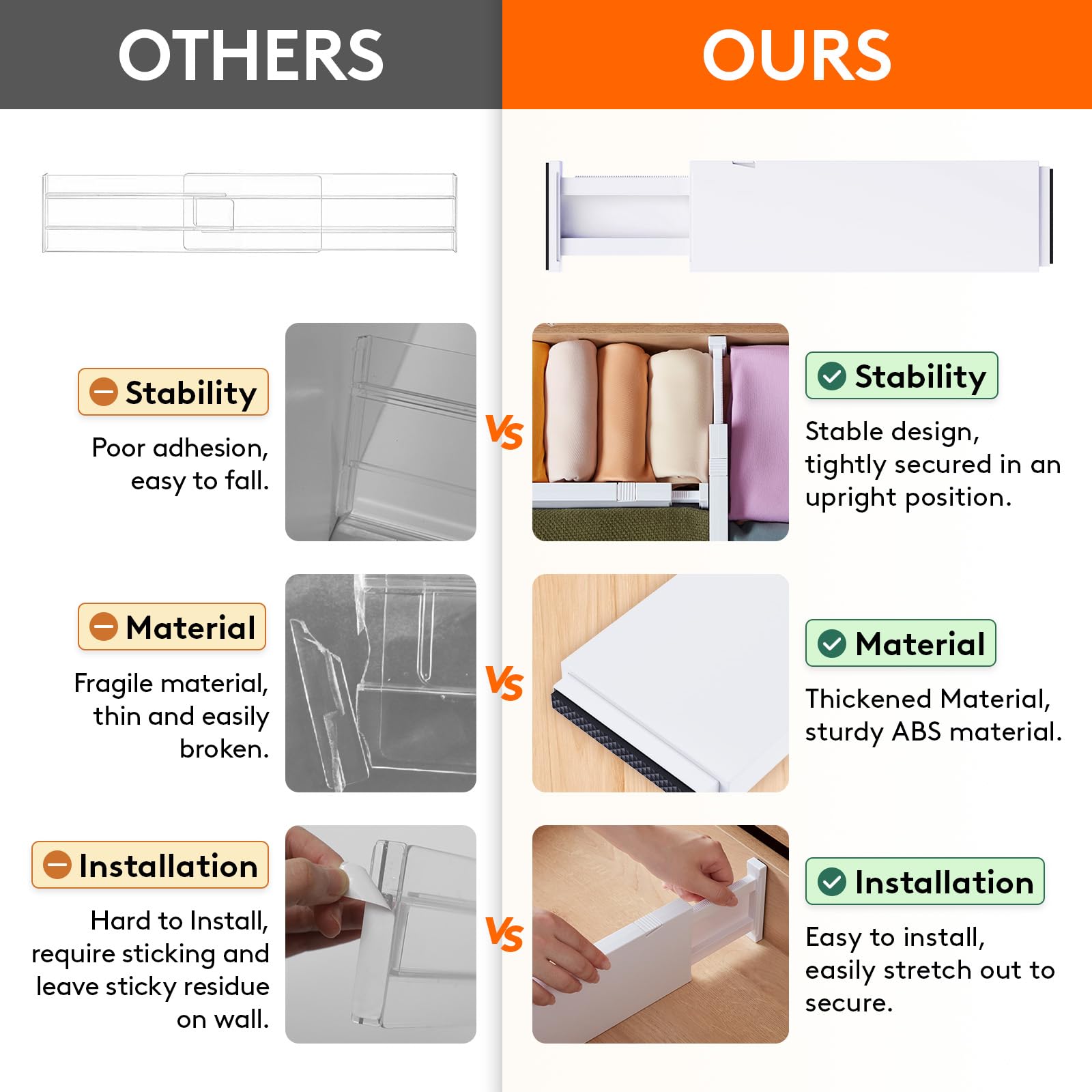 Lifewit 12 Pack Adjustable Drawer Dividers | 13.5-22" Expandable Organizers
