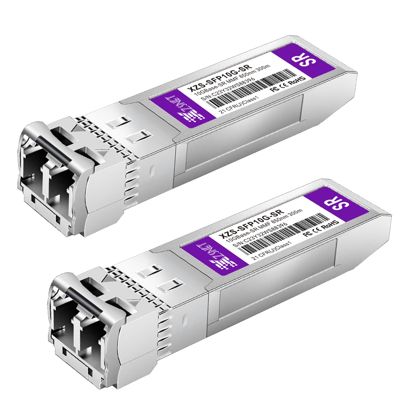XZSNET 10GBASE-SR SFP+ Transceiver | LC Multimode Fiber Module, 2-Pack