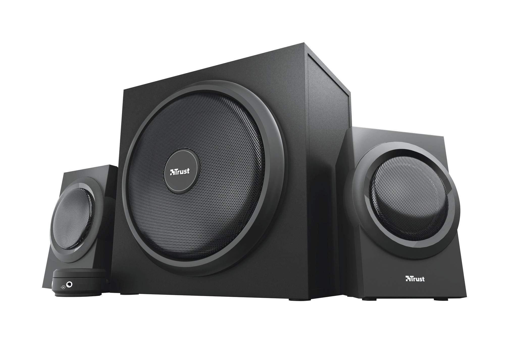 Trust Yuri 2.1 PC Speaker Set – 120W Wooden Subwoofer System, Black