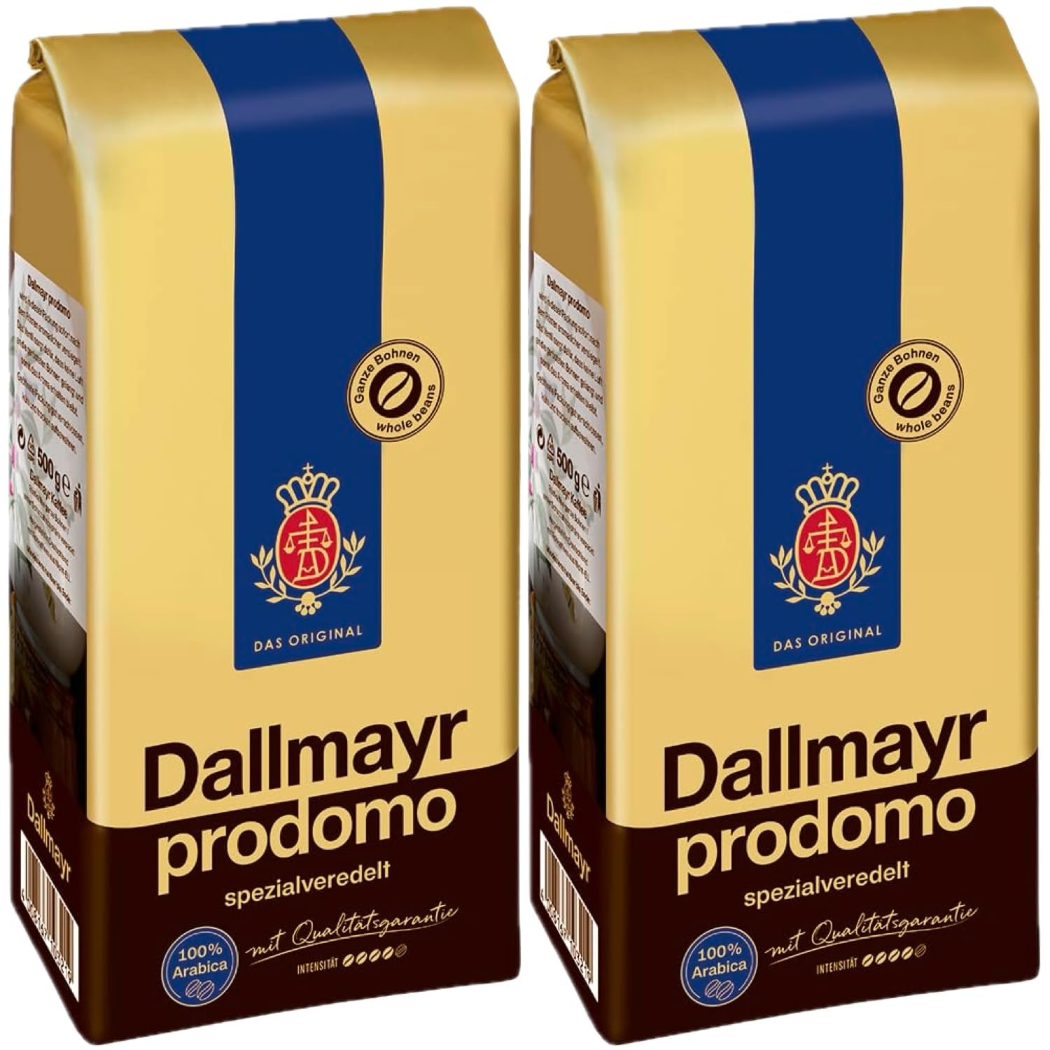 Dallmayr Prodomo Whole Bean Coffee – 500g Gourmet Arabica (Pack of 2)