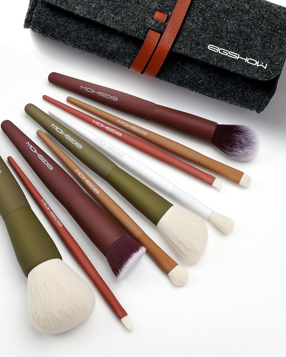 EIGSHOW 9 Pcs Travel Makeup Brush Set – Synthetic Brushes with Pouch