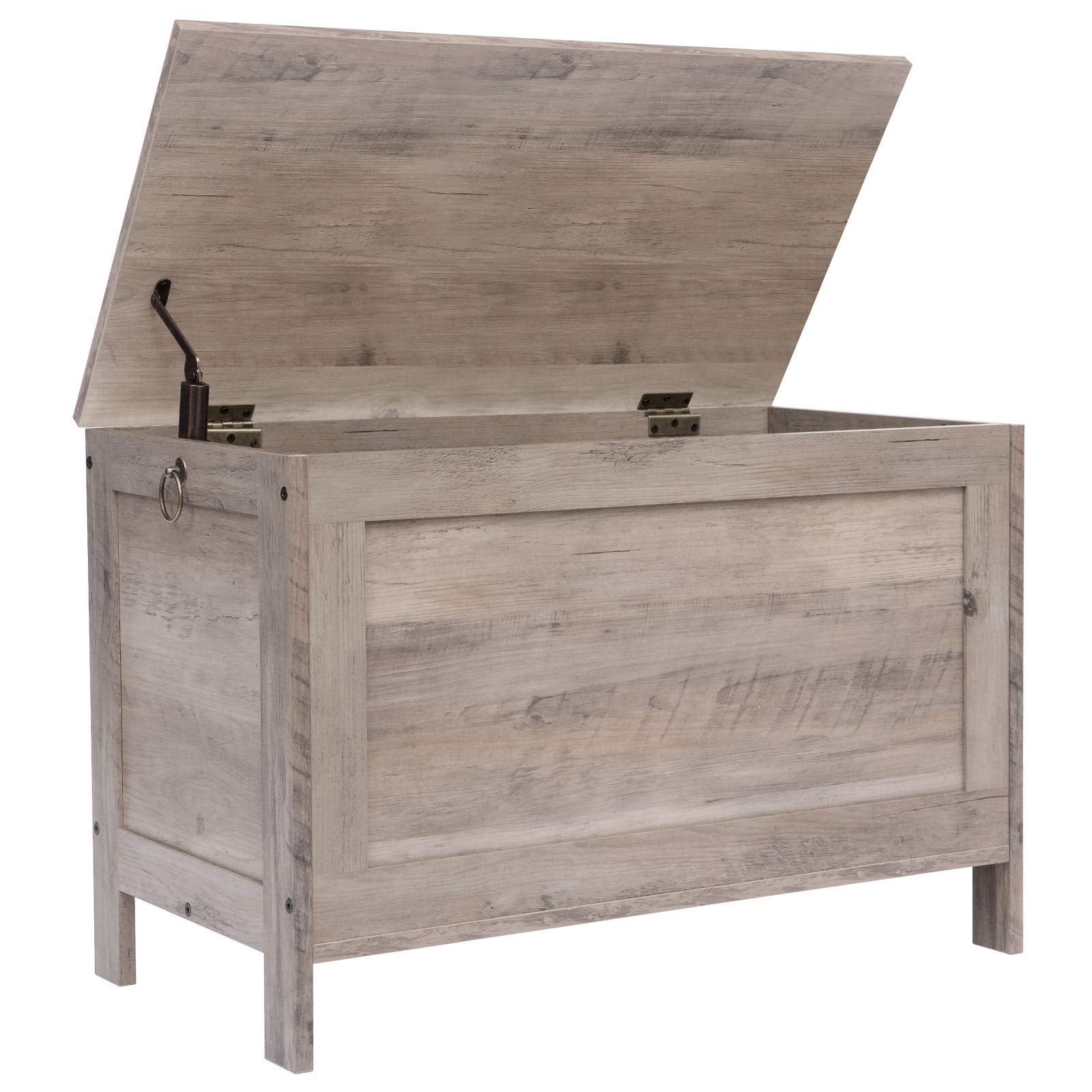 HOOBRO Wooden Storage Chest | Large Blanket Trunk & Toy Box | Greige